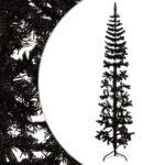Slim Artificial Half Christmas Tree with Stand Black 240cm