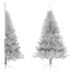 Artificial Half Christmas Tree with Stand Silver 150cm PET