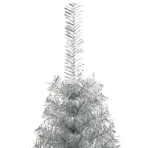 Artificial Half Christmas Tree with Stand Silver 150cm PET - Image 4
