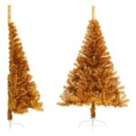 Artificial Half Christmas Tree with Stand Gold 150cm PET