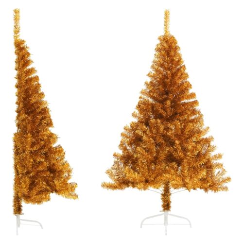 Artificial Half Christmas Tree with Stand Gold 150cm PET