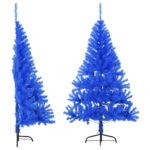Artificial Half Christmas Tree with Stand Blue 150cm PVC