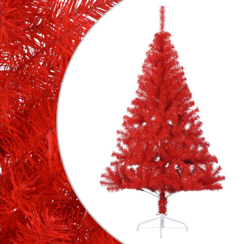 Artificial Half Christmas Tree Xmas Decor with Stand Red 150cm PVC - Image 2
