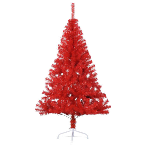 Artificial Half Christmas Tree Xmas Decor with Stand Red 150cm PVC - Image 3