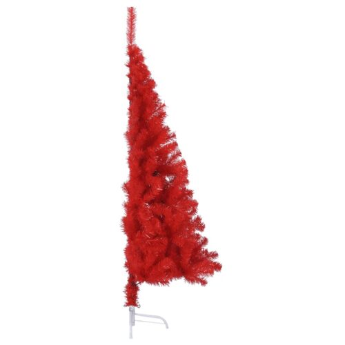 Artificial Half Christmas Tree Xmas Decor with Stand Red 150cm PVC - Image 4