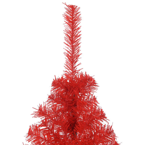 Artificial Half Christmas Tree Xmas Decor with Stand Red 150cm PVC - Image 5