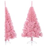 Artificial Half Christmas Tree with Stand Pink 150cm PVC