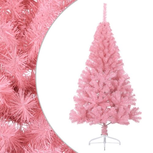 Artificial Half Christmas Tree with Stand Pink 150cm PVC - Image 2