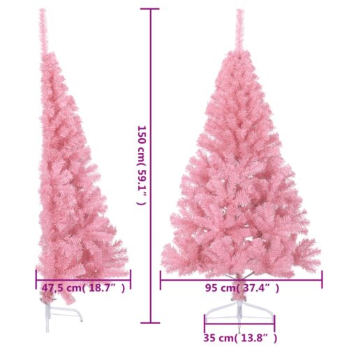 Artificial Half Christmas Tree with Stand Pink 150cm PVC - Image 8