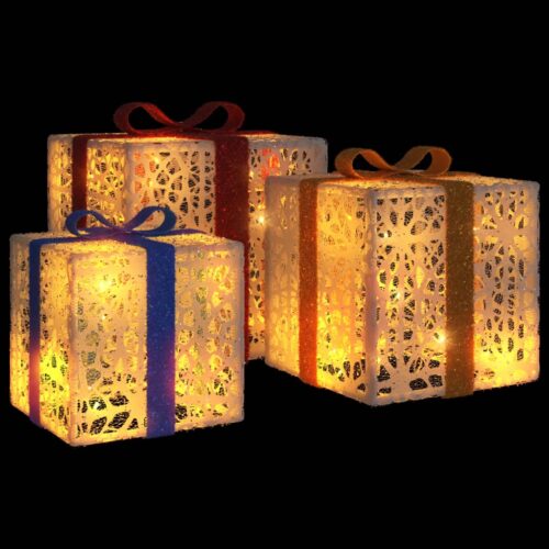 Lighted Christmas Boxes 3pcs 64 LEDs Warm White - Image 3