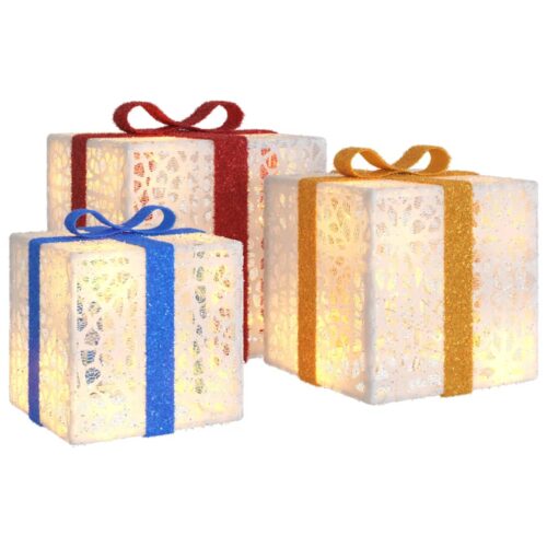 Lighted Christmas Boxes 3pcs 64 LEDs Warm White - Image 6