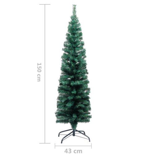 Slim Artificial Christmas Tree with Stand Green 150cm PVC - Image 6