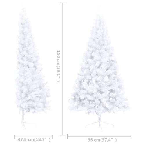 Artificial Half Christmas Tree with Stand White 150cm PVC - Image 8