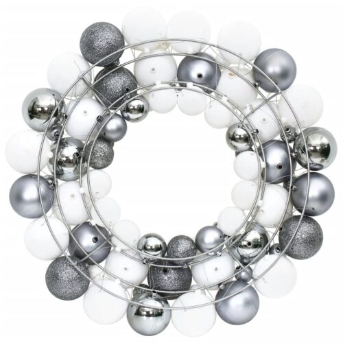 Christmas Wreath White Grey 45cm Polystyrene - Image 2