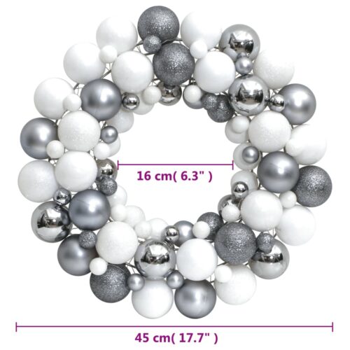 Christmas Wreath White Grey 45cm Polystyrene - Image 4