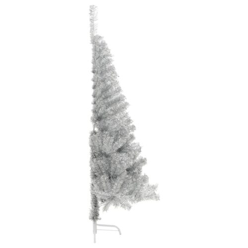 Artificial Half Christmas Tree with Stand Silver 180cm PET - Image 3