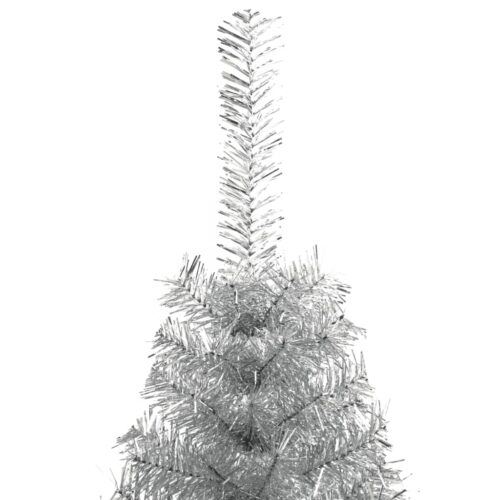 Artificial Half Christmas Tree with Stand Silver 180cm PET - Image 4