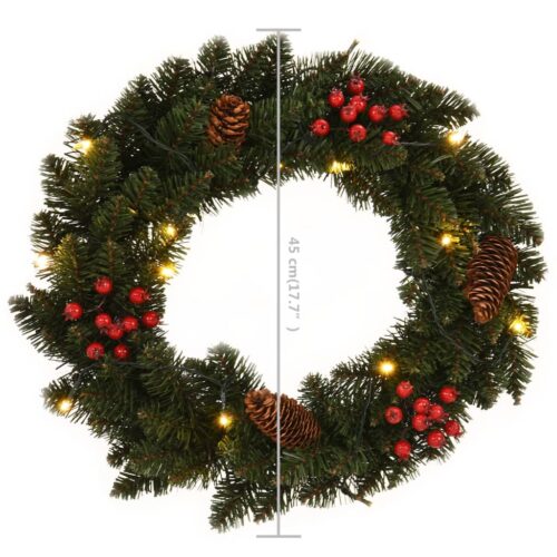 Christmas Wreaths 2pcs with Decoration Green 45cm - Image 8