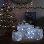 Decorative Christmas Gift Boxes 3pcs White Outdoor Indoor