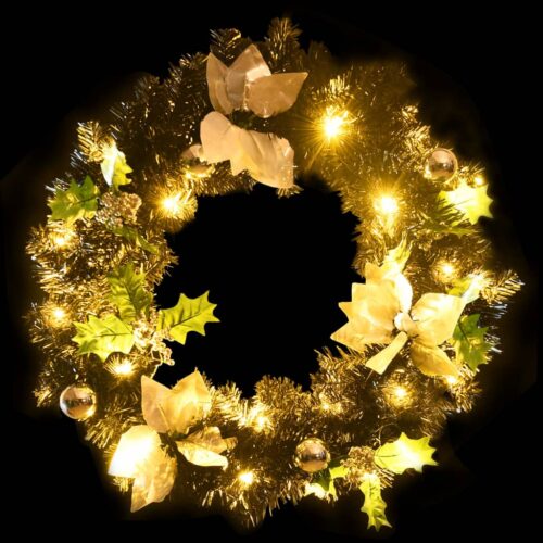 Christmas Wreath with LED Lights Black 60cm PVC - Image 4
