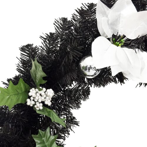 Christmas Wreath with LED Lights Black 60cm PVC - Image 5