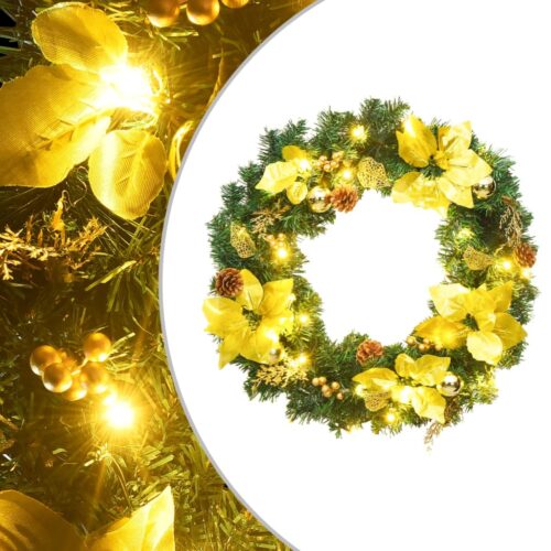 Christmas Wreath with LED Lights Green 60cm PVC
