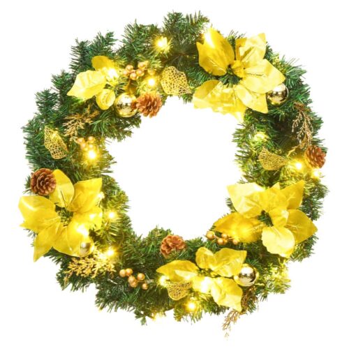 Christmas Wreath with LED Lights Green 60cm PVC - Image 2