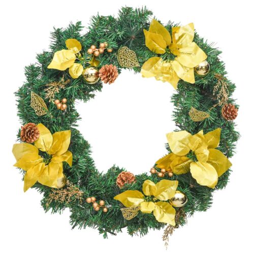 Christmas Wreath with LED Lights Green 60cm PVC - Image 3