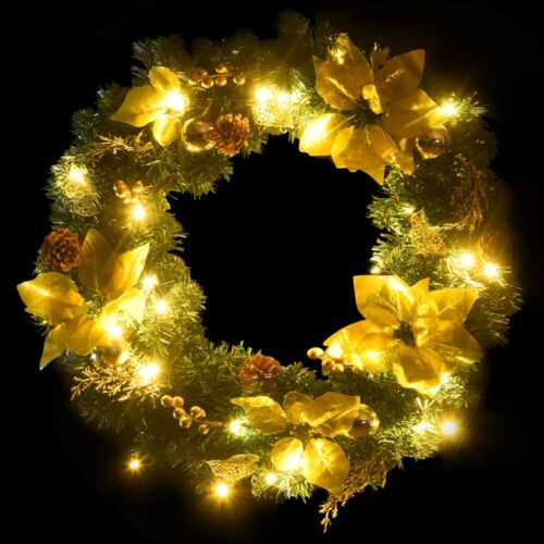 Christmas Wreath with LED Lights Green 60cm PVC - Image 4