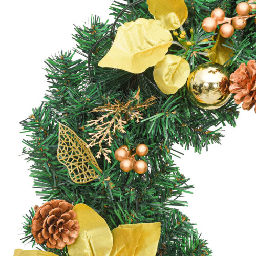 Christmas Wreath with LED Lights Green 60cm PVC - Image 5