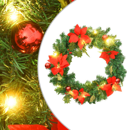 Christmas Wreath with LED Lights Green 60cm PVC