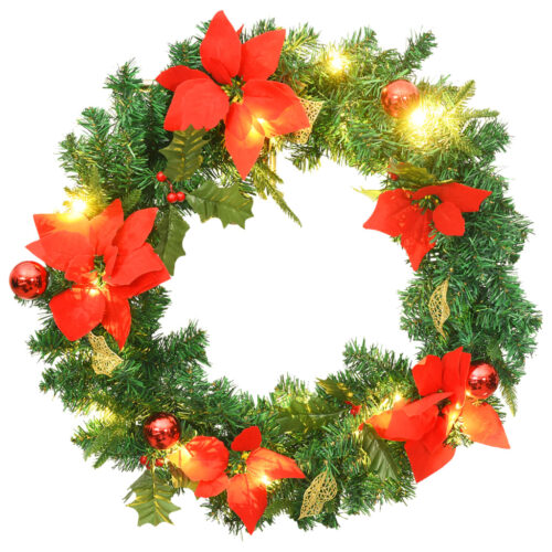 Christmas Wreath with LED Lights Green 60cm PVC - Image 2