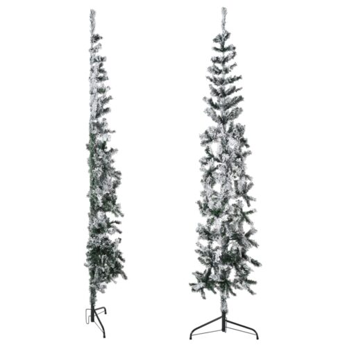 Slim Artificial Half Christmas Tree with Flocked Snow 210cm - Image 3