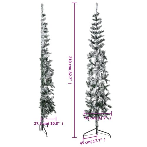 Slim Artificial Half Christmas Tree with Flocked Snow 210cm - Image 7