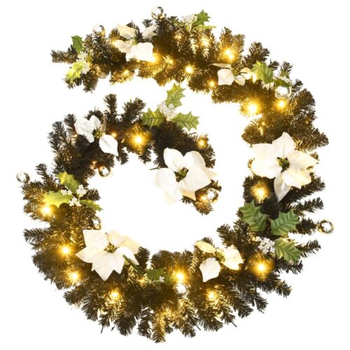 Christmas Garland with LED Lights Black 2.7m PVC - Image 2