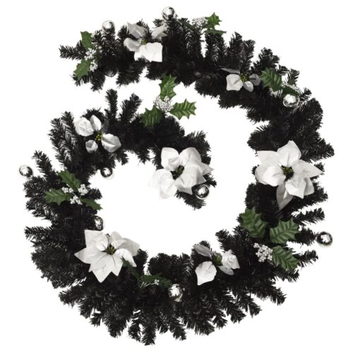 Christmas Garland with LED Lights Black 2.7m PVC - Image 3