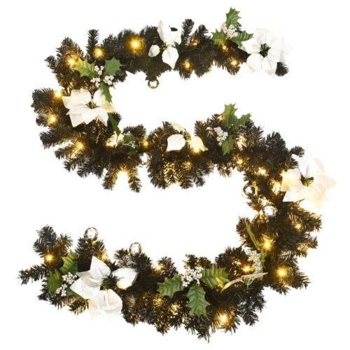 Christmas Garland with LED Lights Black 2.7m PVC - Image 4