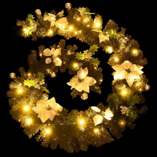 Christmas Garland with LED Lights Black 2.7m PVC - Image 7