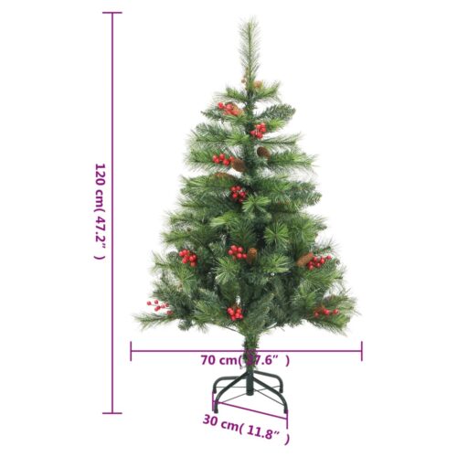 Artificial Hinged Christmas Tree with Cones Berries 120cm - Image 8