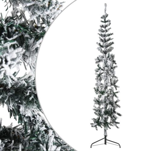 Slim Artificial Half Christmas Tree with Flocked Snow 240cm