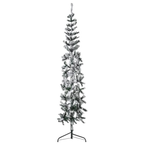 Slim Artificial Half Christmas Tree with Flocked Snow 240cm - Image 3
