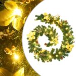 Christmas Garland with LED Lights Green 2.7m PVC