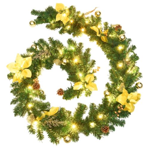 Christmas Garland with LED Lights Green 2.7m PVC - Image 2
