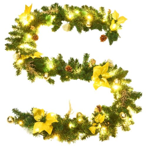 Christmas Garland with LED Lights Green 2.7m PVC - Image 4