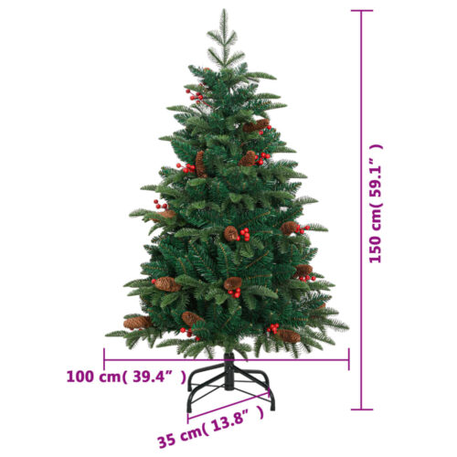 Artificial Hinged Christmas Tree with Cones Berries 150cm - Image 8