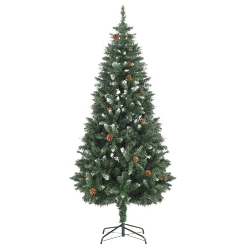 Artificial Christmas Tree with Pine Cones White Glitter Snowy Tips Xmas Decor 180cm - Image 2