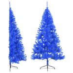 Artificial Half Christmas Tree with Stand Blue 240cm PVC