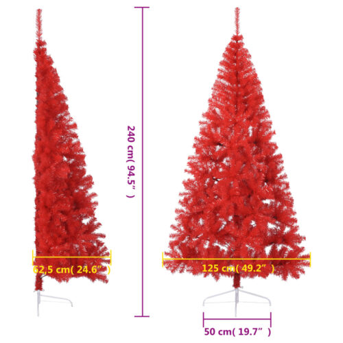 Artificial Half Christmas Tree with Stand Red 240cm Xmas Decor - Image 8