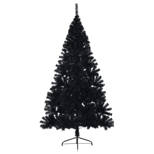 Artificial Half Christmas Tree with Stand Black 240cm PVC - Image 3