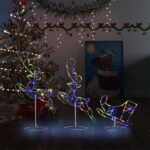 Acrylic Christmas Flying Reindeer Sleigh 260x21x87cm Colourful